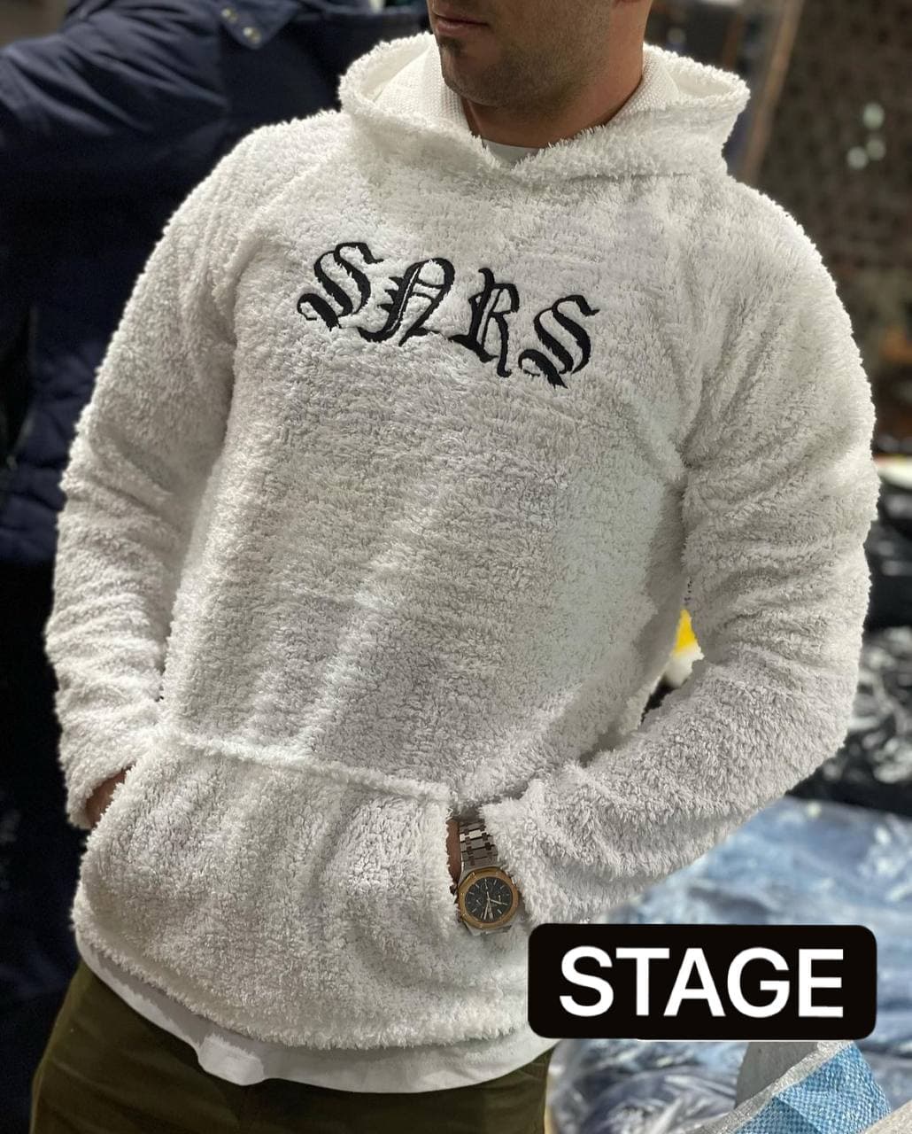 هودی تدی سفید مارک دار کیفیت عالی