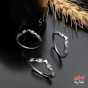 انگشتر زنانه استیل نگین دار