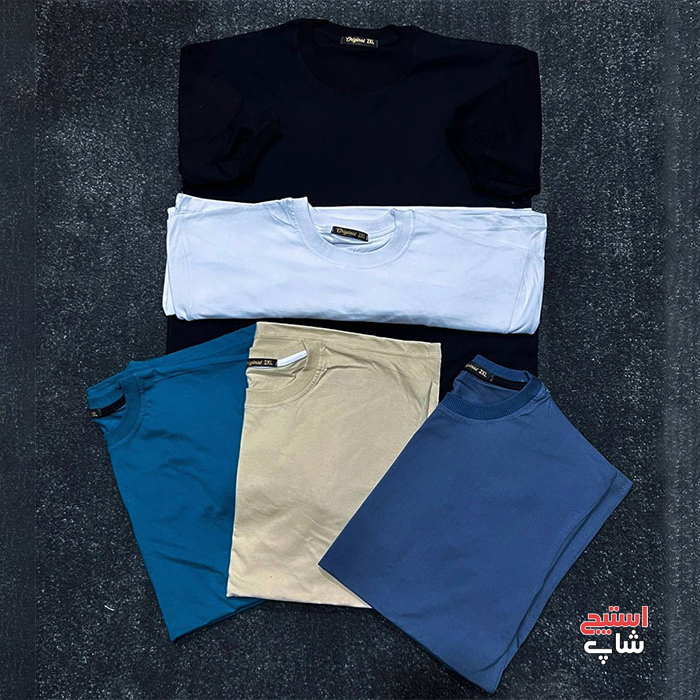تیشرت مردانه ساده بدون طرح یقه کشدار
